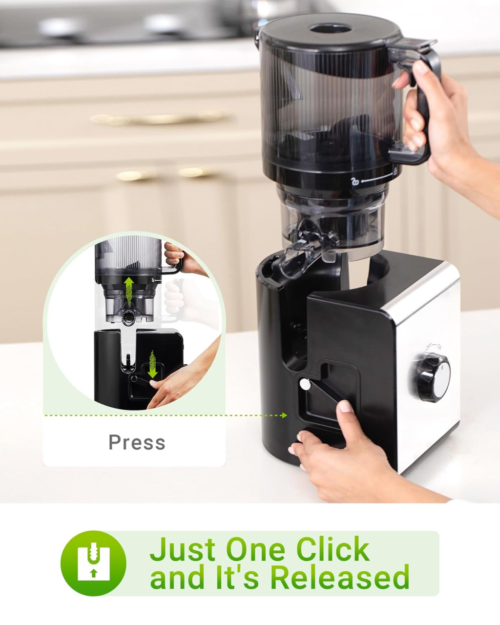 Cold Press Juicer Machine with 6.5" Large Feed Chute