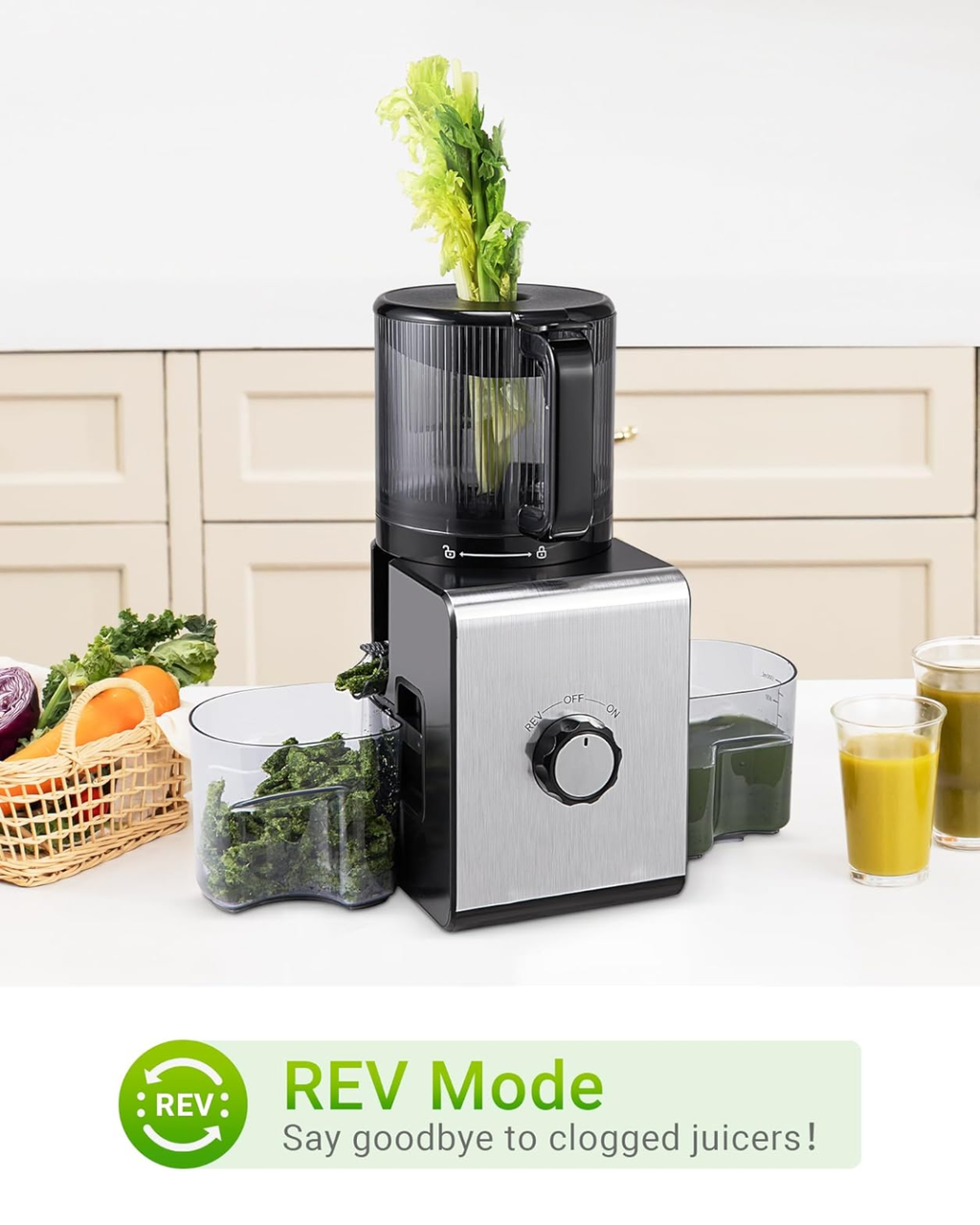Cold Press Juicer Machine with 6.5" Large Feed Chute