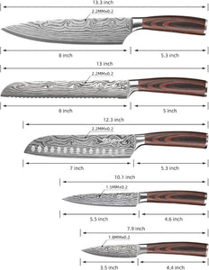 Premium 5-Piece Kitchen Knife Set - Sharp High-Carbon Stainless Steel Knives