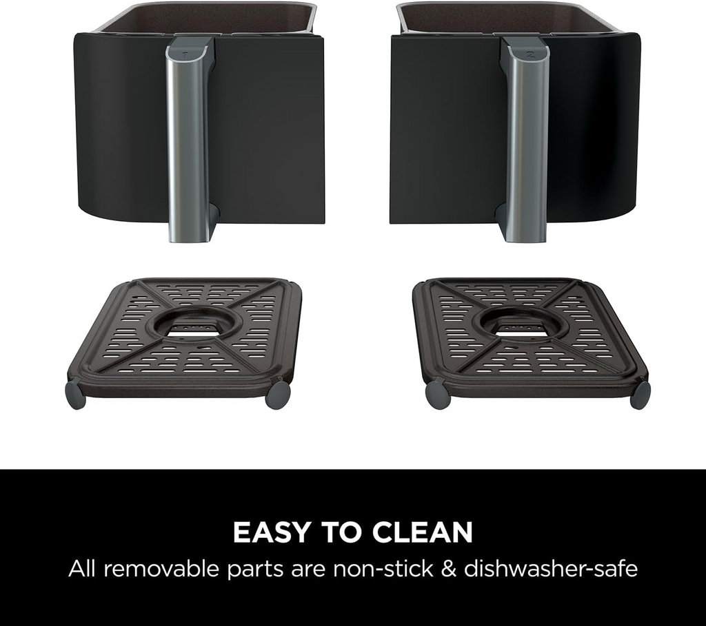 NinjaFoodi Dual Zone Digital Air Fryer, 2 Drawers, 7.6L, 6-in-1