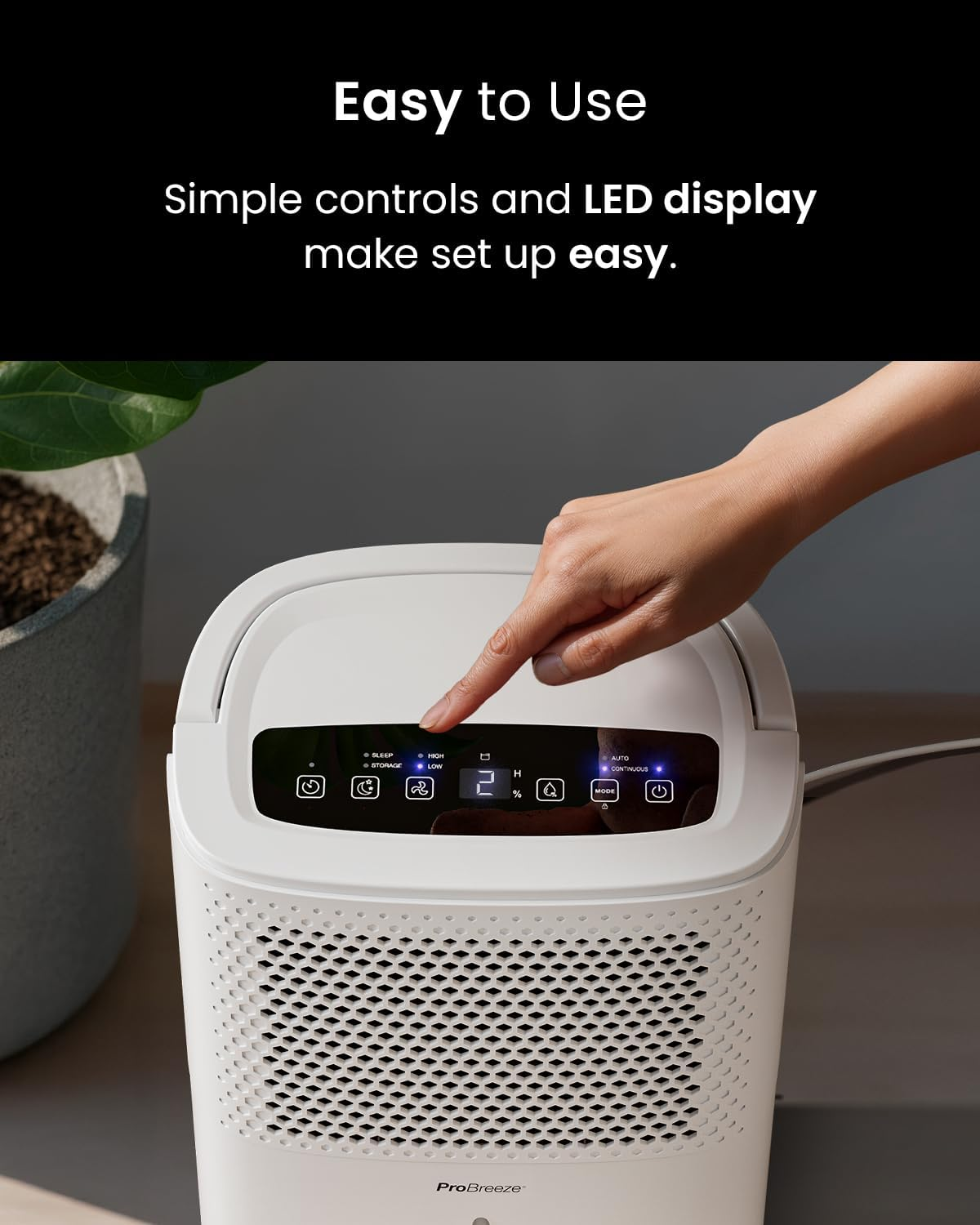 Pro Breeze 12L Low Energy Compact Dehumidifier with Automatic Humidity Sensor & Display