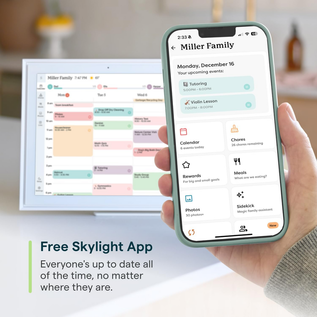 Skylight Calendar - 15 inch Digital Calendar & Chore Chart, Smart Touchscreen Interactive Display