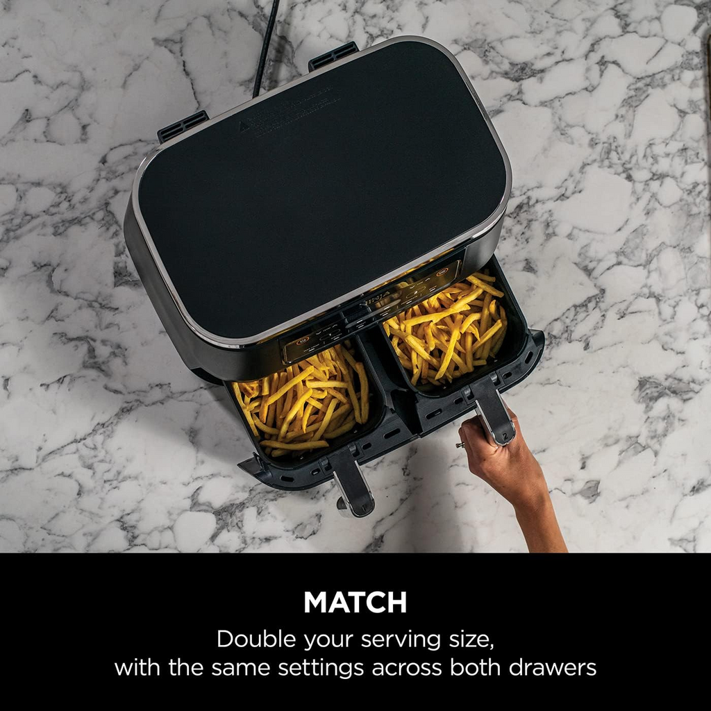NinjaFoodi Dual Zone Digital Air Fryer, 2 Drawers, 7.6L, 6-in-1