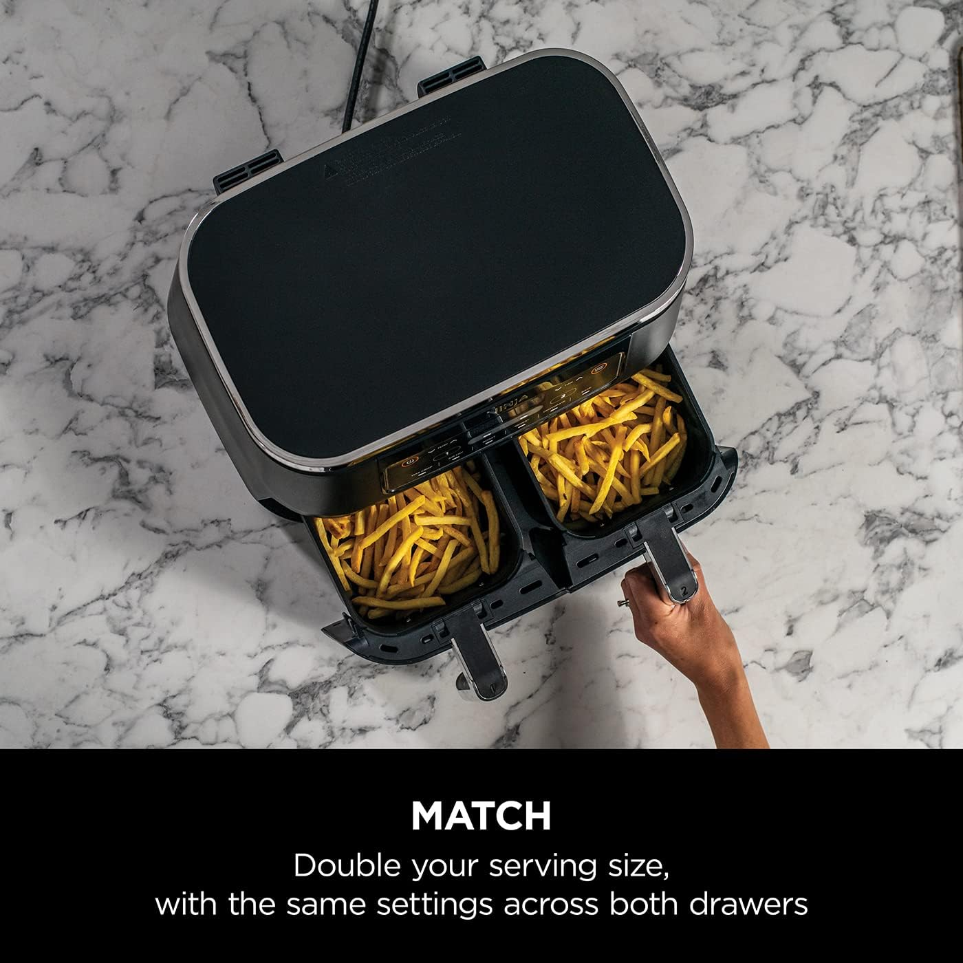 NinjaFoodi Dual Zone Digital Air Fryer, 2 Drawers, 7.6L, 6-in-1