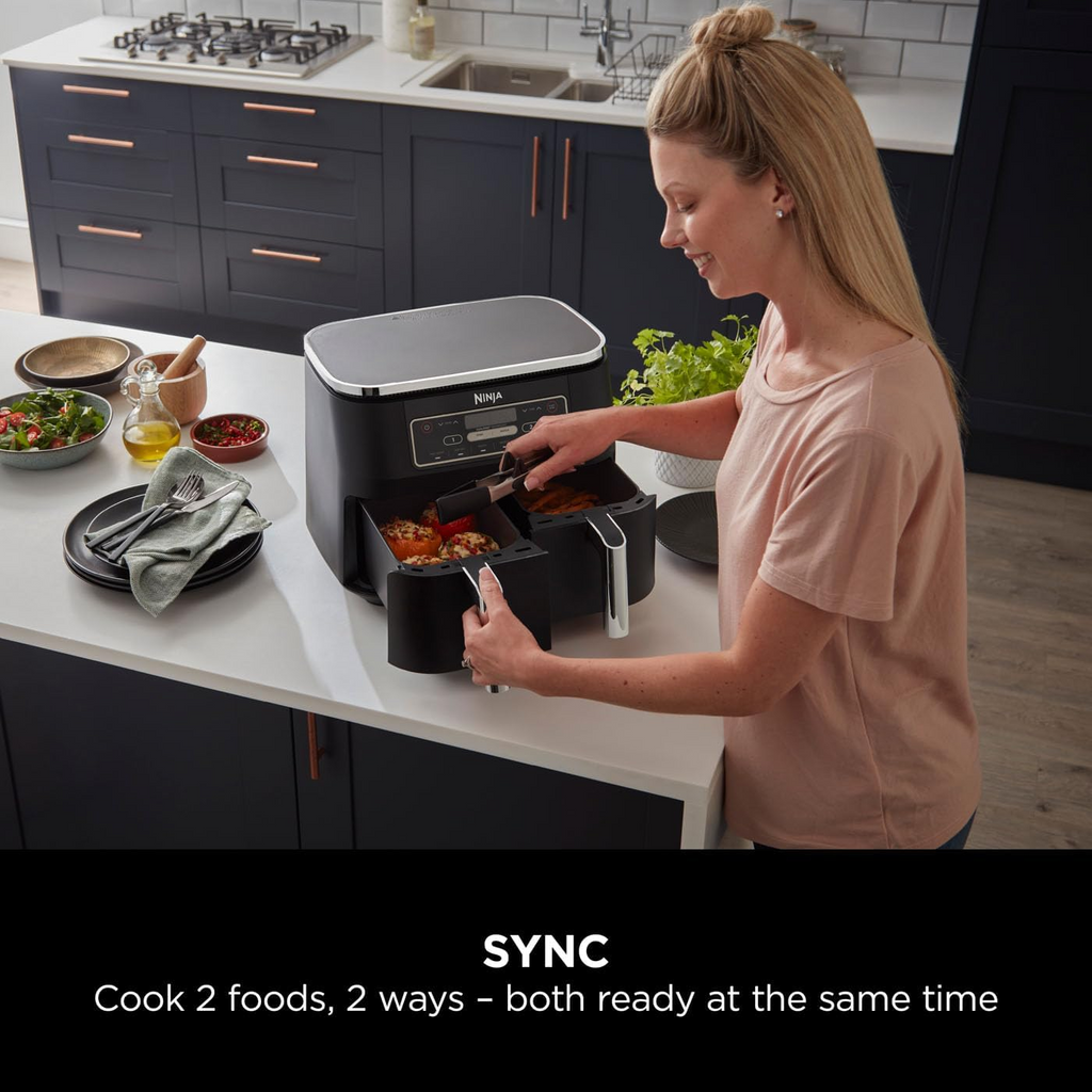 NinjaFoodi Dual Zone Digital Air Fryer, 2 Drawers, 7.6L, 6-in-1