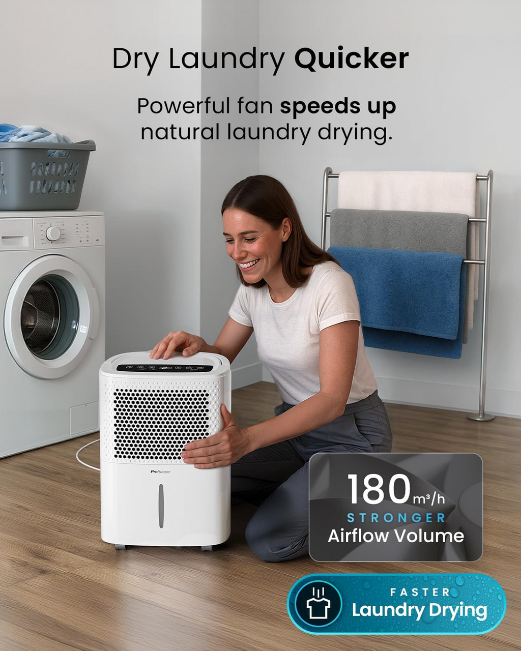 Pro Breeze 12L Low Energy Compact Dehumidifier with Automatic Humidity Sensor & Display
