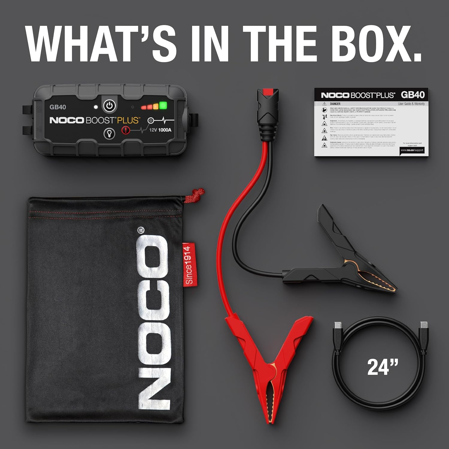 NOCO Boost Plus GB40 1000A UltraSafe Jump Starter Power Pack – 12V Car Battery Booster, Portable Power Bank & Jump Leads