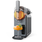 INOVIVA grey slushie machine with glass of fresh slushie on white background