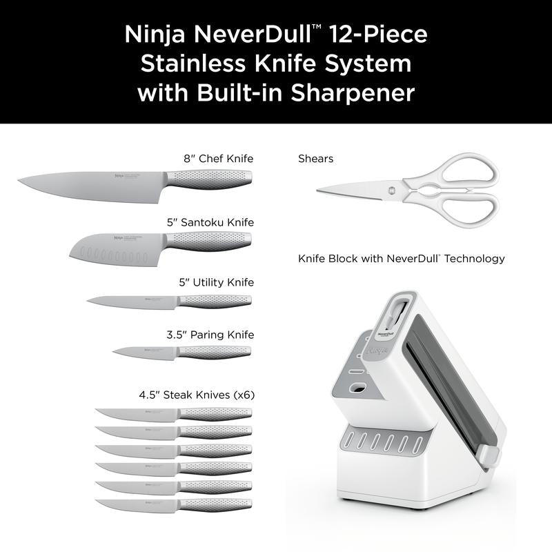Ninja NeverDull™ 12-Piece Stainless Knife System with Built-in Sharpener